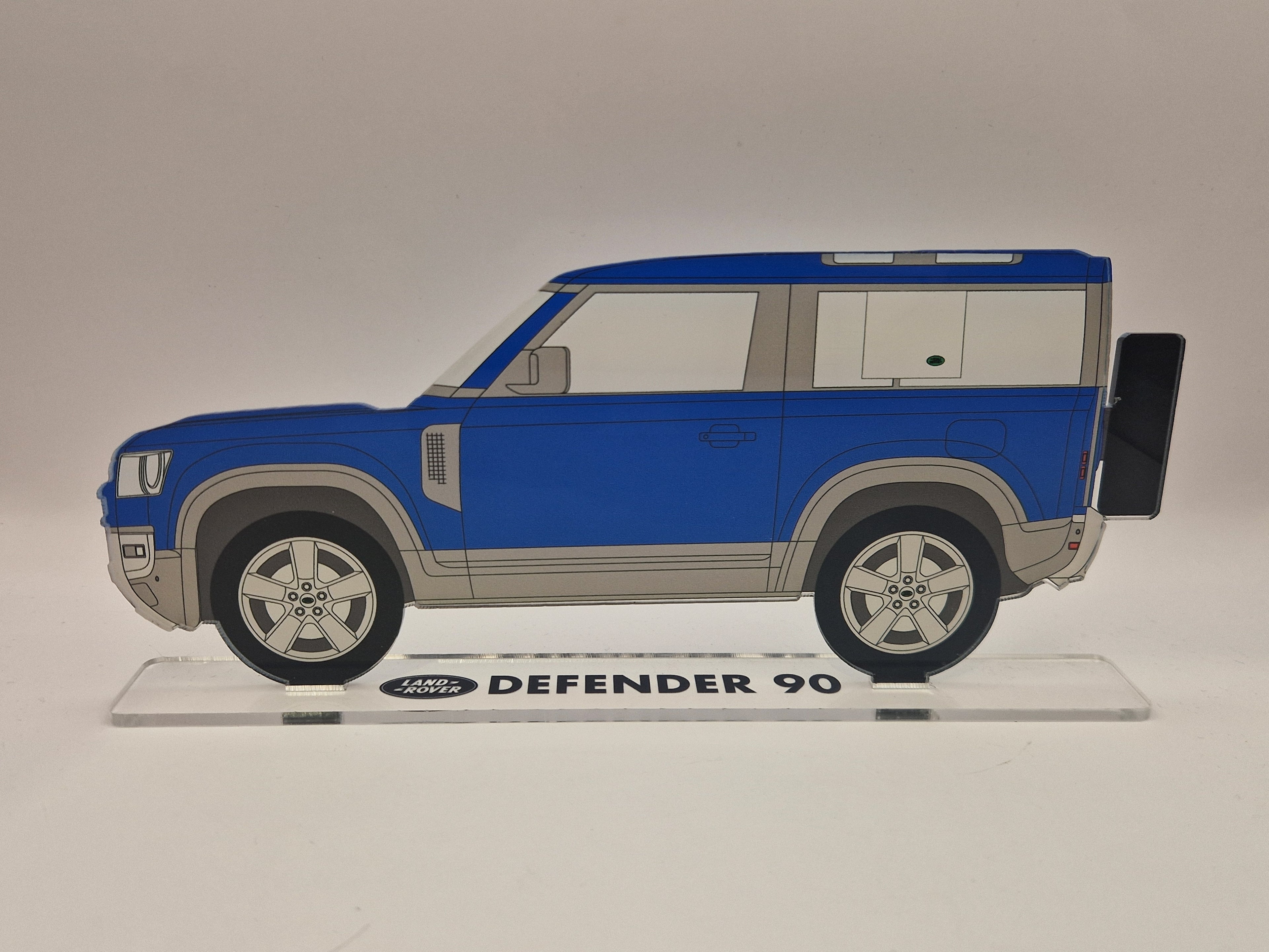 Custom Acrylic Defender 90 – Printed in Any Colour, with Matching Stand