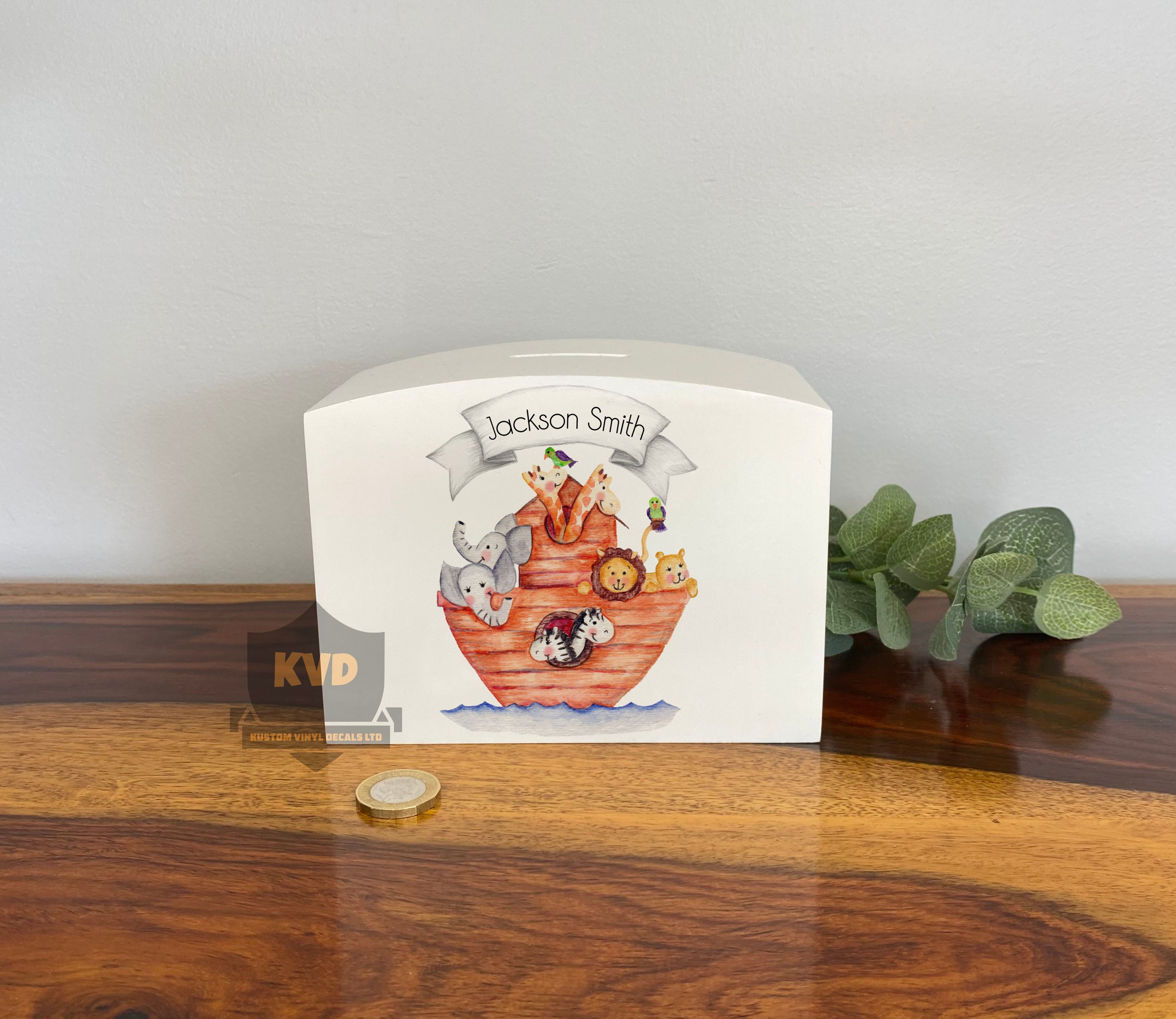Noah's Ark personalised Solid Wood Luxury Money Box