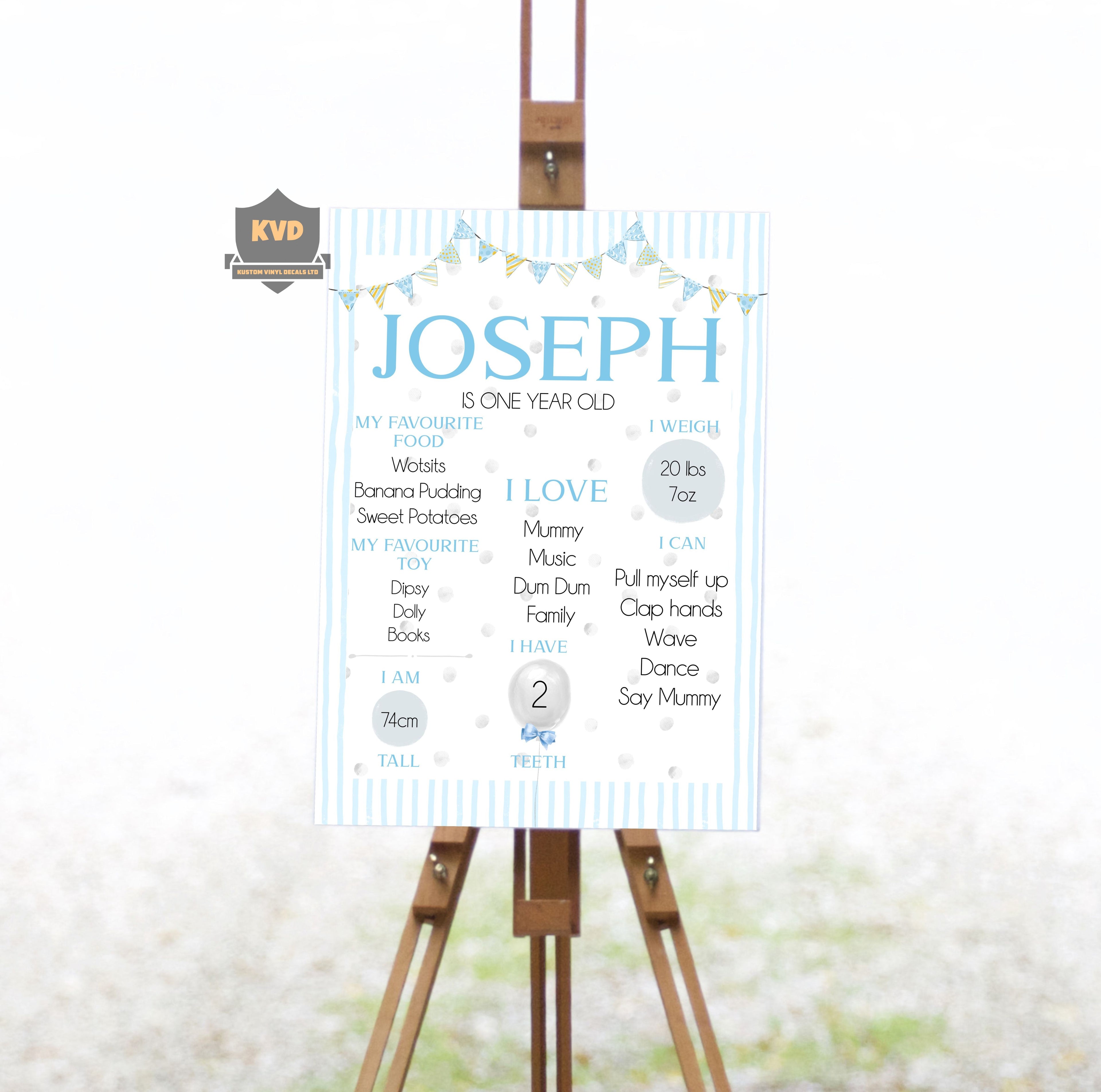 First Birthday Milestone Board For boys