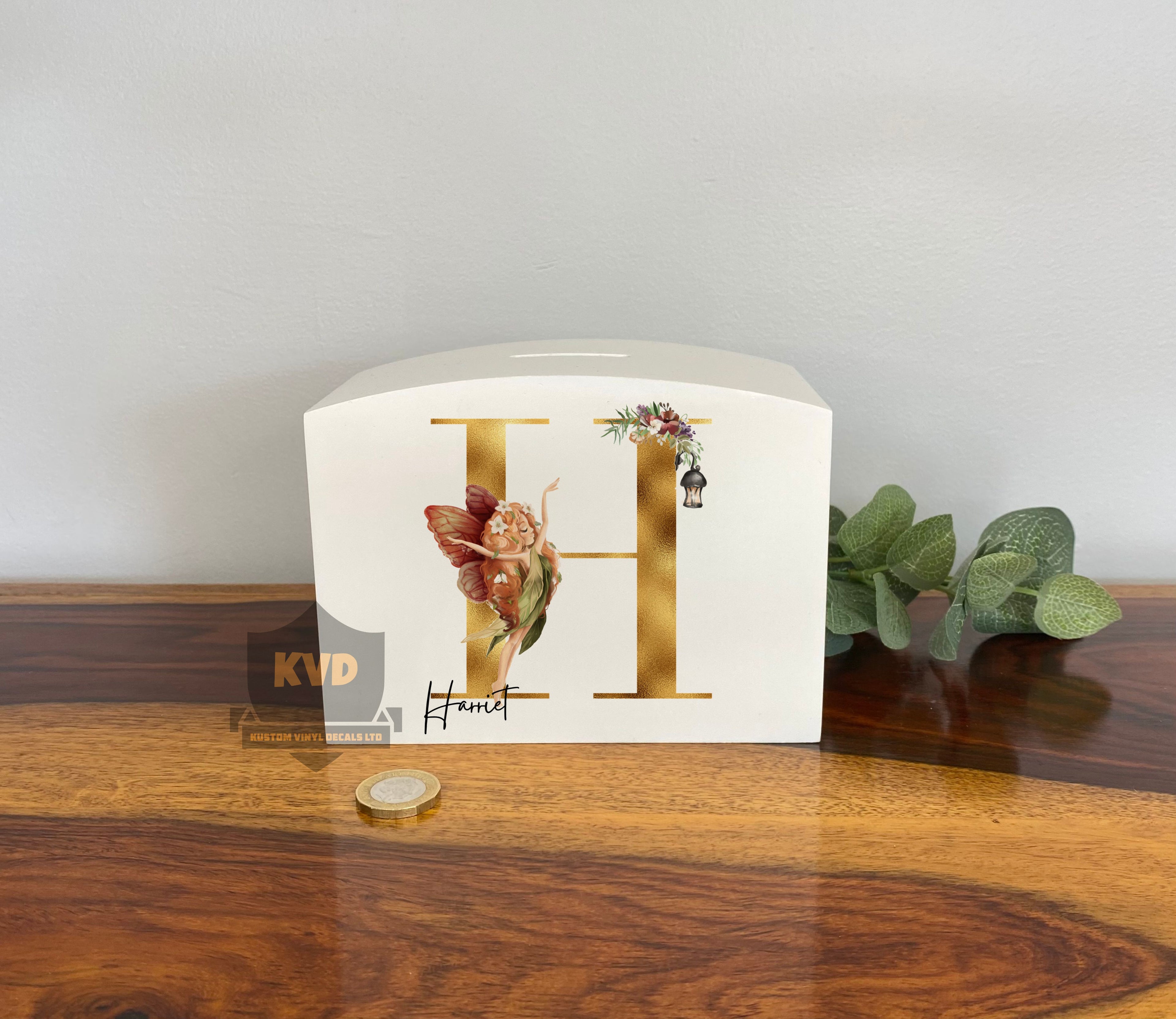 Personalised Solid Wood Luxury Fairy Money Box