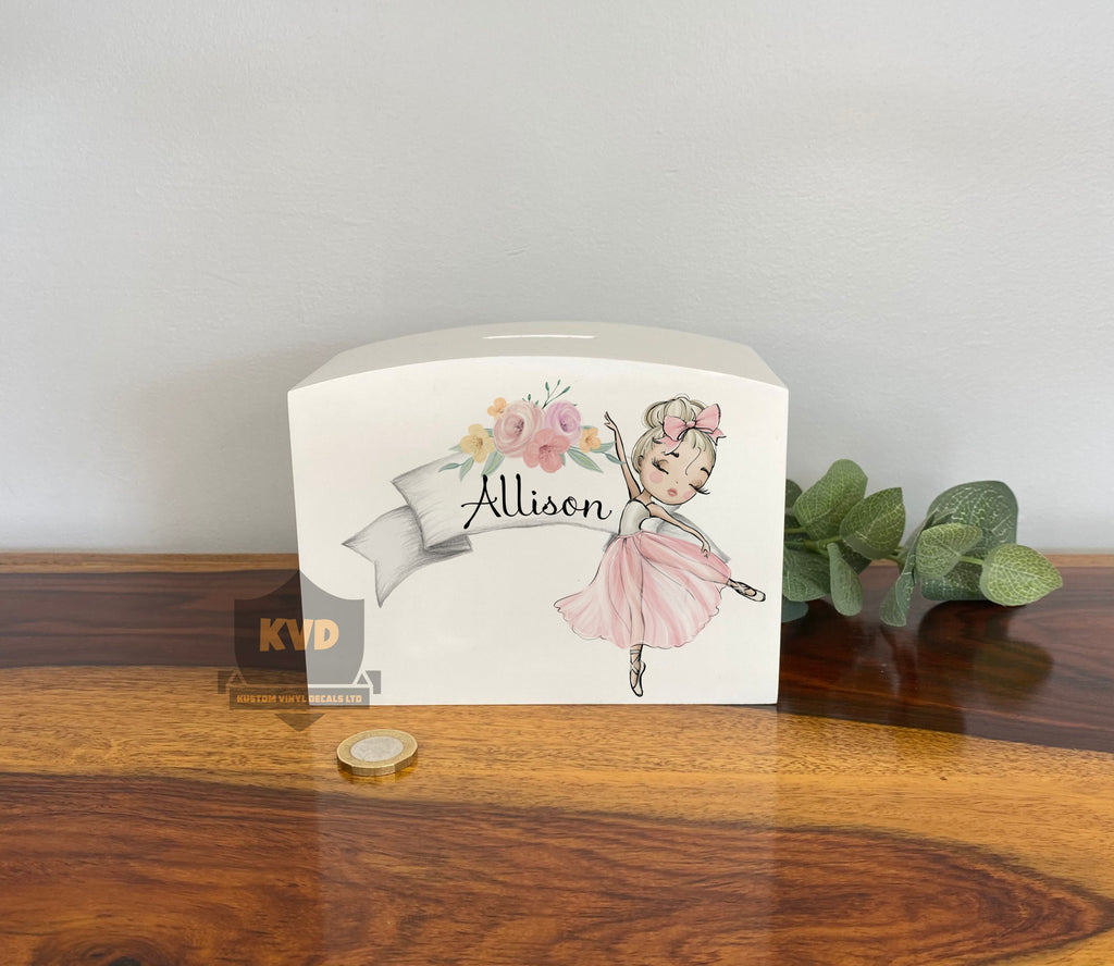 Personalised Solid Wood Luxury Ballerina Money Box