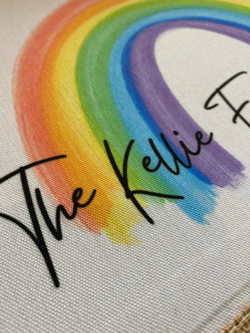 LARGE Personalised Rainbow Jute Bag