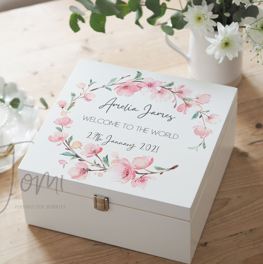 Luxury Baby Girl Keepsake Box, Personalised Wood Baby Keepsake Box, New Baby Keepsake Box, Personalised Baby Gift, Newborn Baby Girl Gift