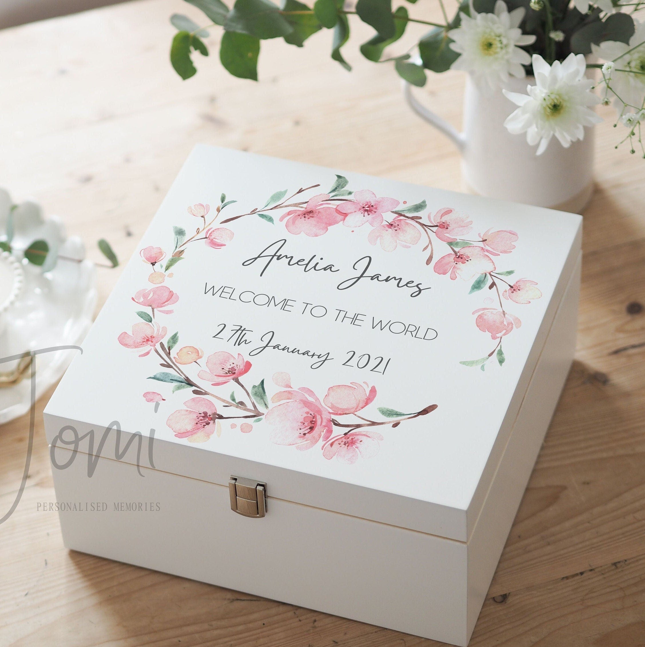 Luxury Baby Girl Keepsake Box, Personalised Wood Baby Keepsake Box, New Baby Keepsake Box, Personalised Baby Gift, Newborn Baby Girl Gift