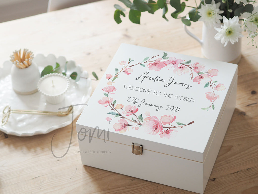 Luxury Baby Girl Keepsake Box, Personalised Wood Baby Keepsake Box, New Baby Keepsake Box, Personalised Baby Gift, Newborn Baby Girl Gift