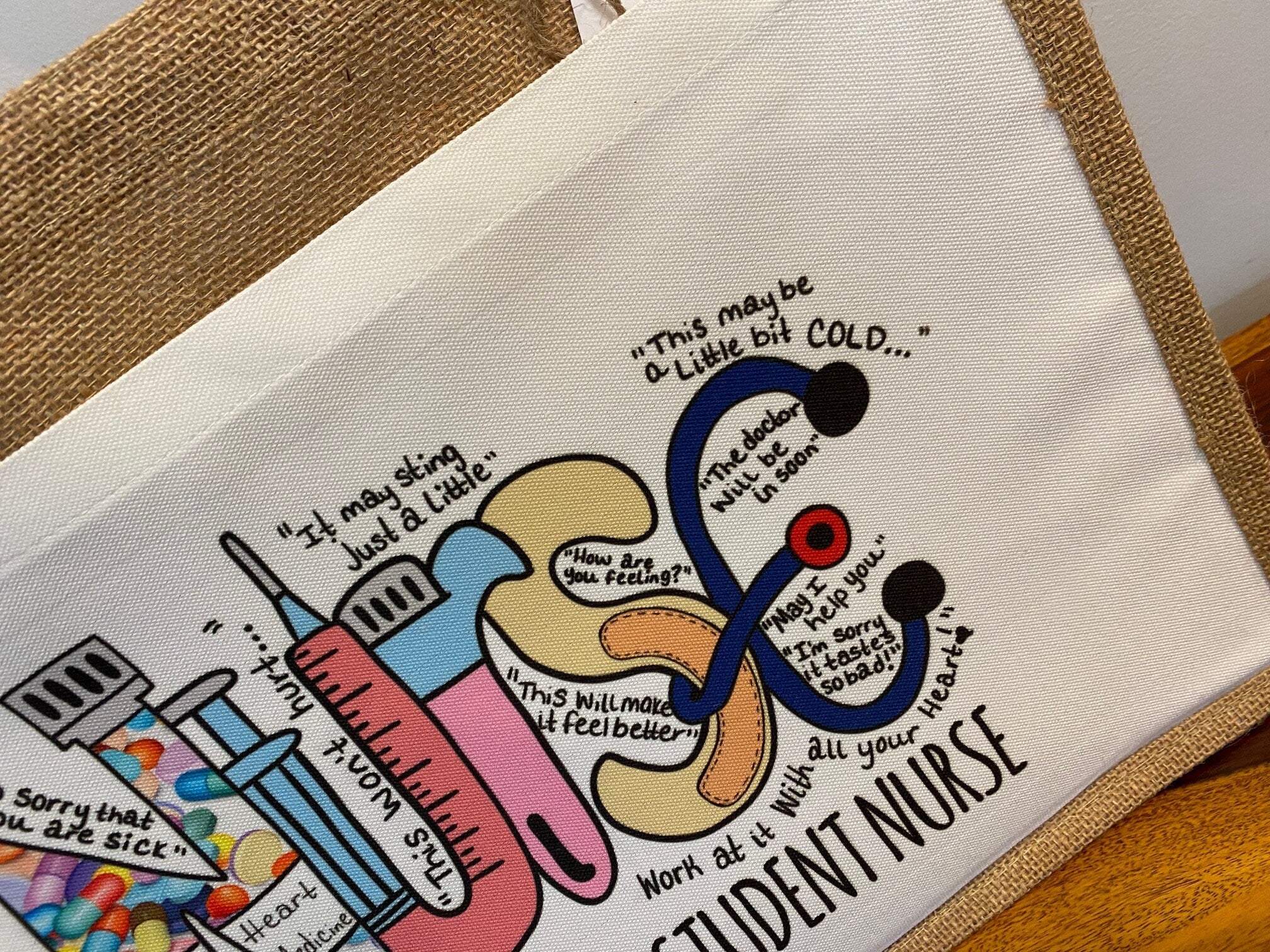 LARGE Personalised Nurse Jute Bag