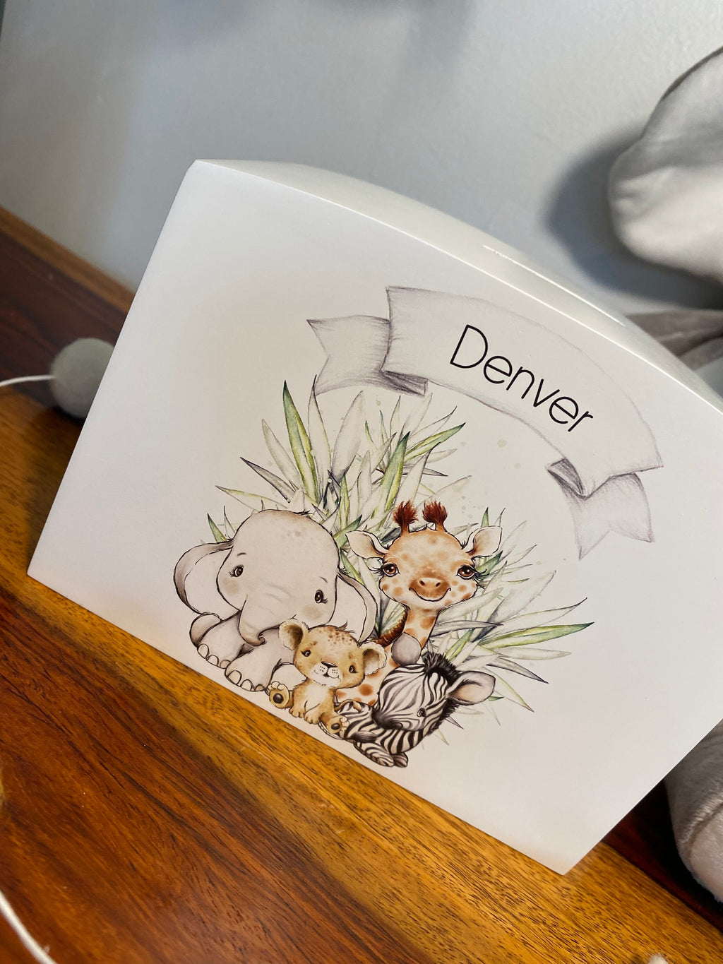 Personalised Solid Wood Luxury Baby Elephant Money Box