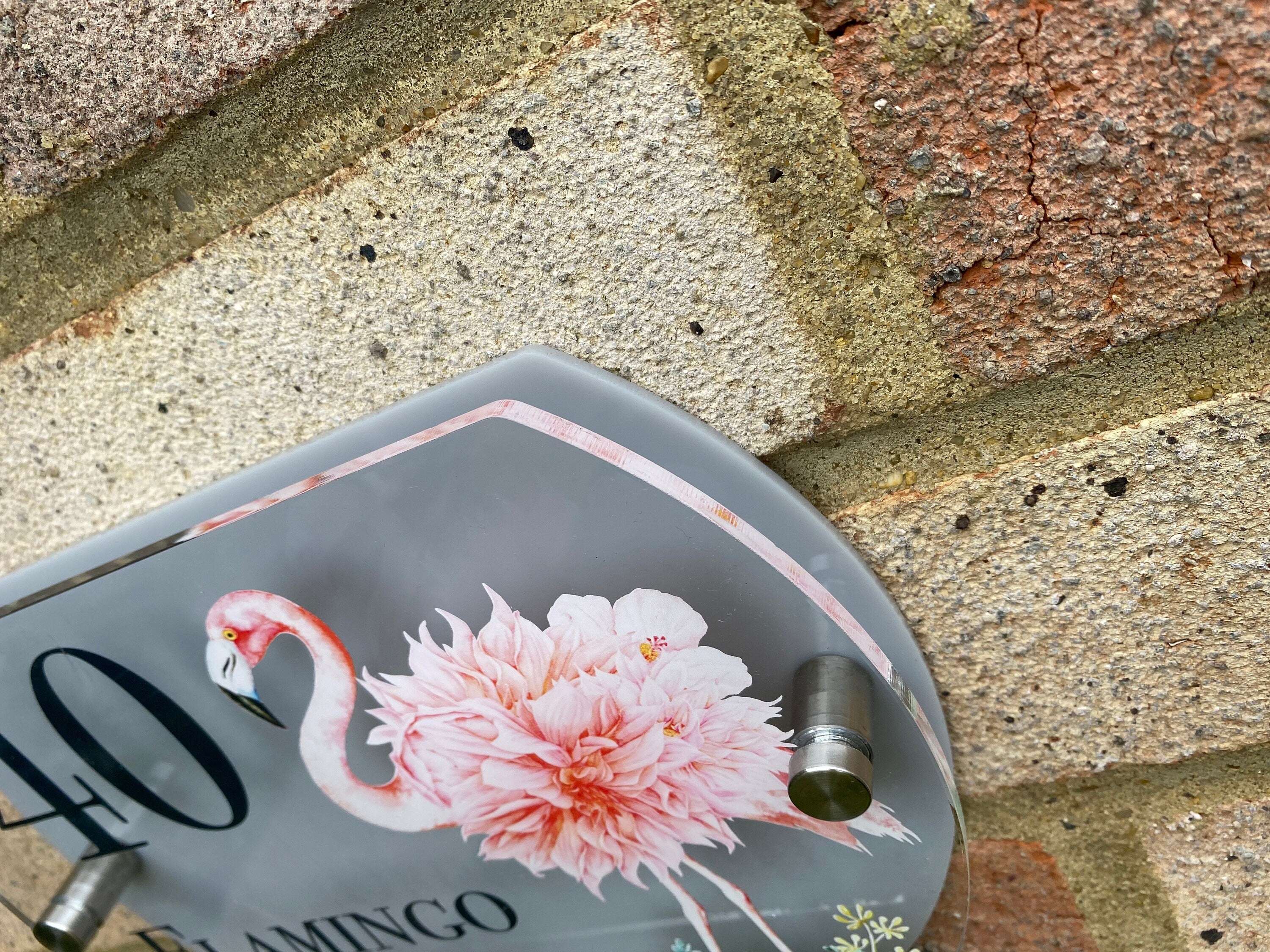 Flamboyant Flamingo House Number Sign