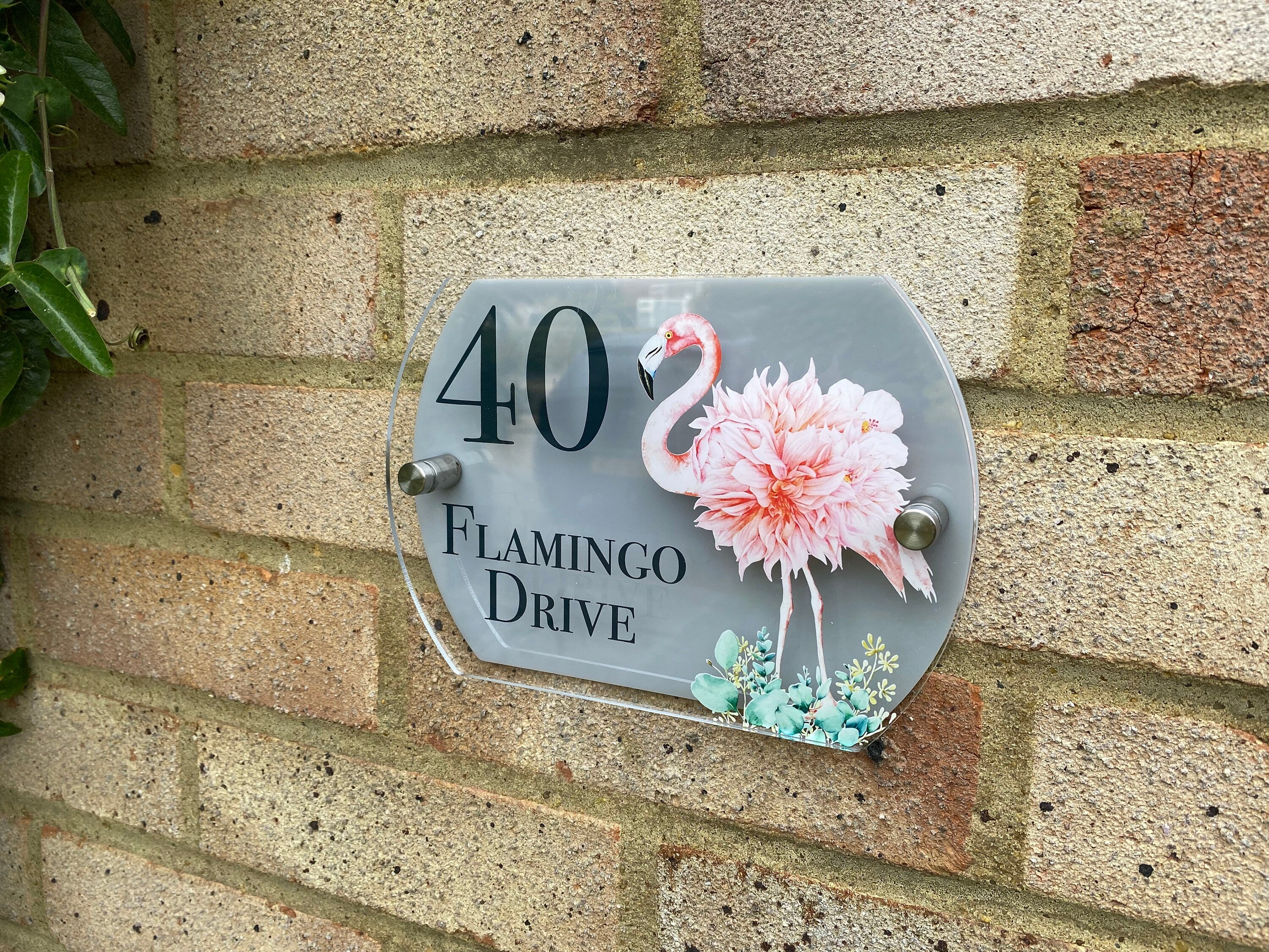 Flamboyant Flamingo House Number Sign