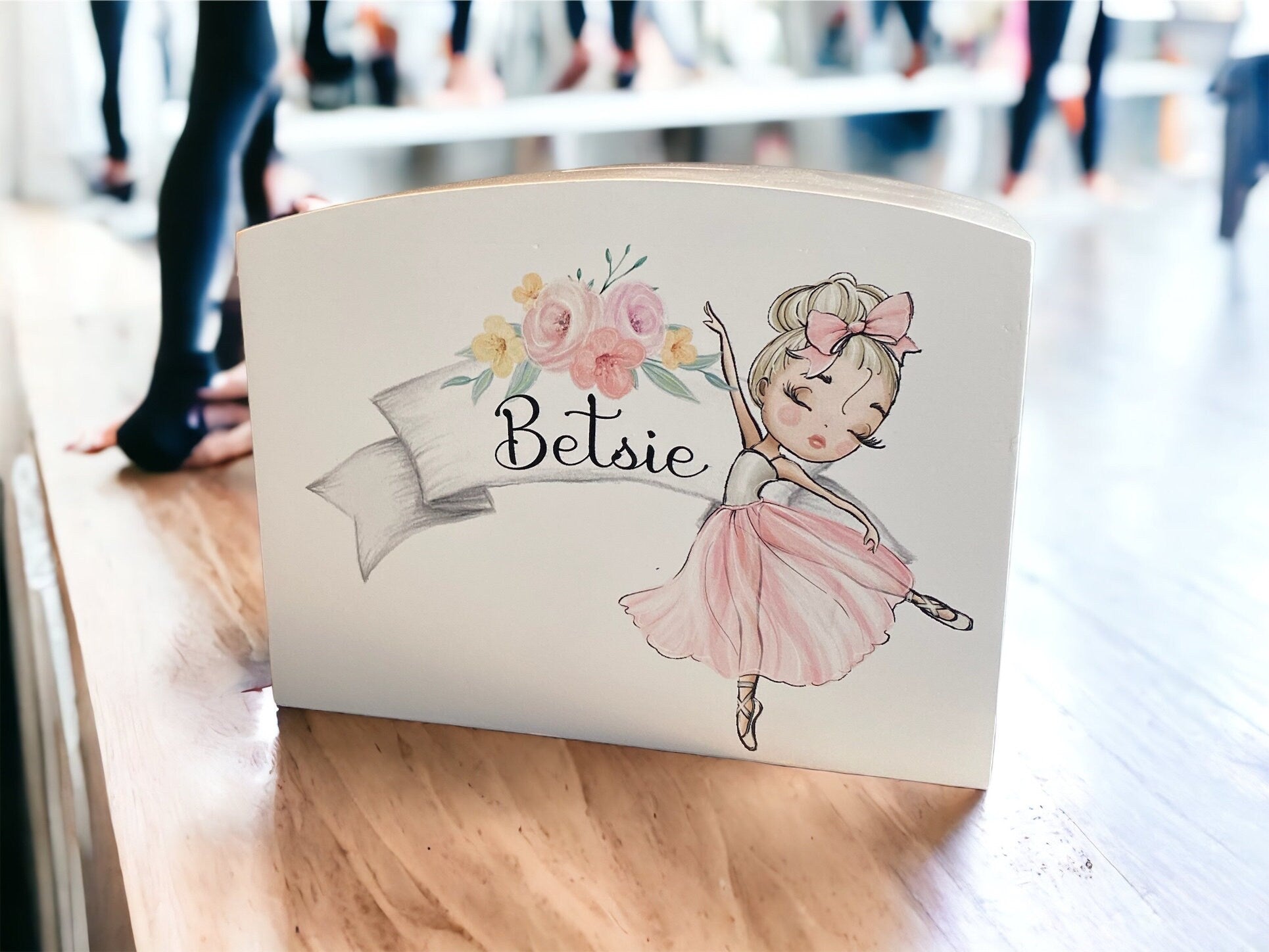 Personalised Solid Wood Luxury Ballerina Money Box
